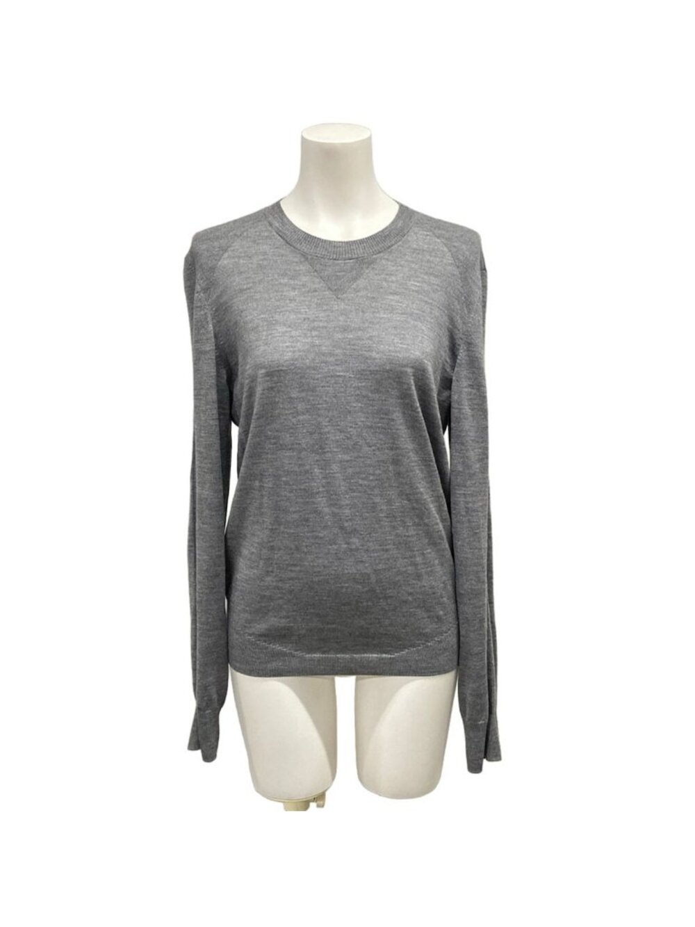 Chanel Long Sleeve Sweater M Gray Cashmere Silk 38